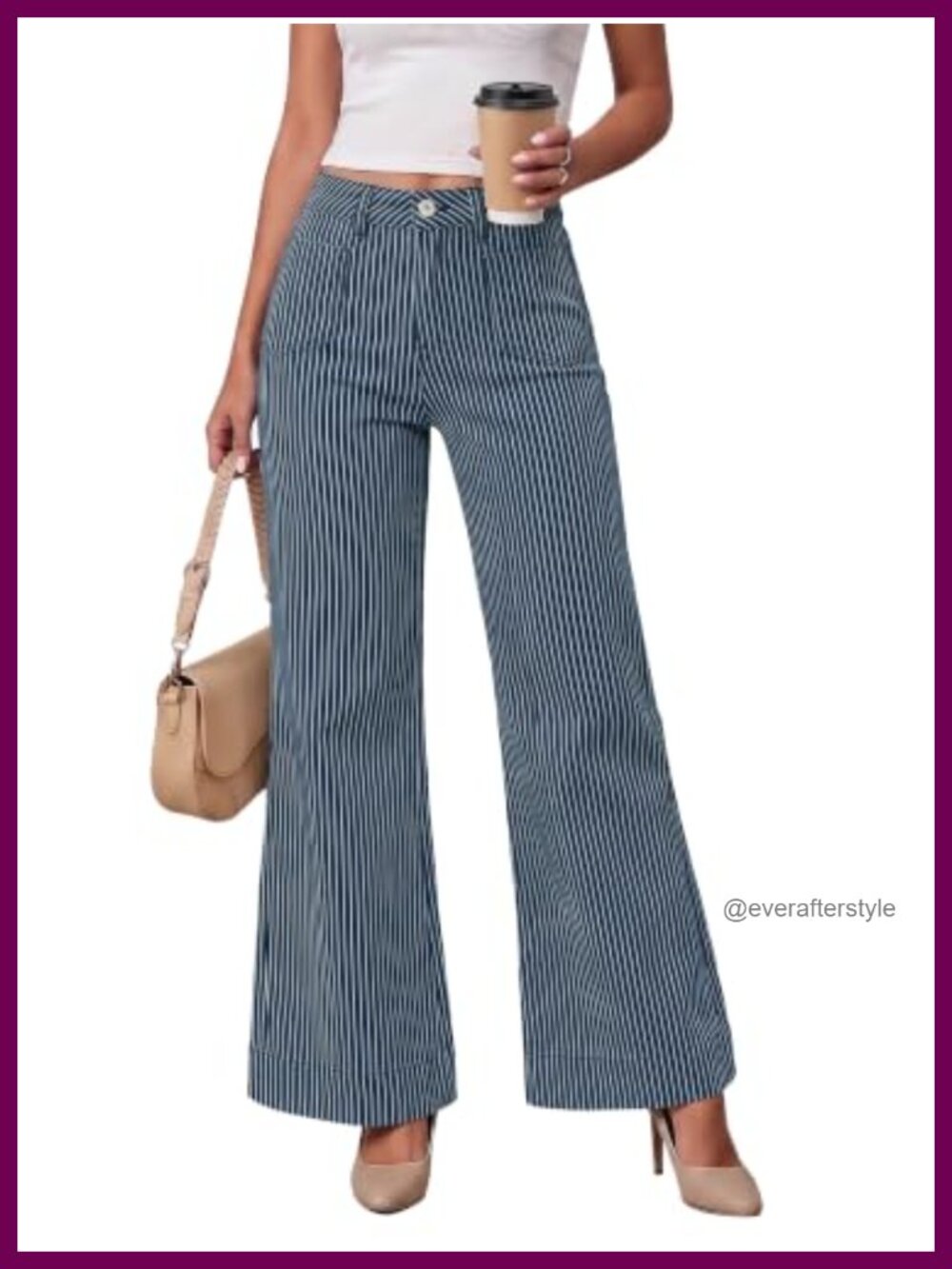 High Waisted Stretchy Wide Leg Denim Jeans Loose Fit Casual Pants